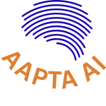 Logo of AAPTA AI featuring circular patterns and the text 'AAPTA AI' in orange and blue.